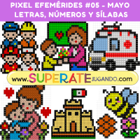 PIXEL EFEMÉRIDES 05 - MAYO  - LETRAS, NÚMEROS Y SÍLABAS
